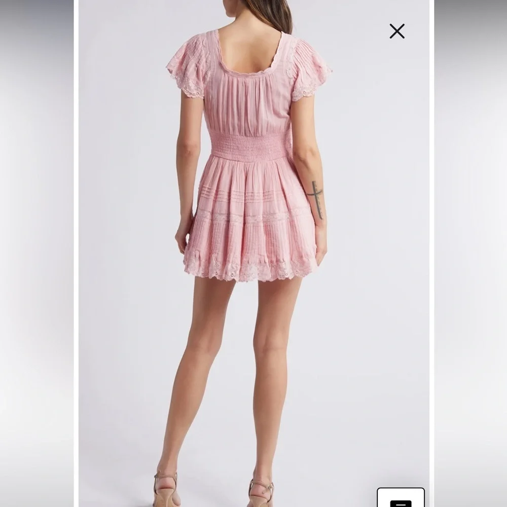 LoveShackFancy Pink Mirelle Dress Cherry Pink | 6